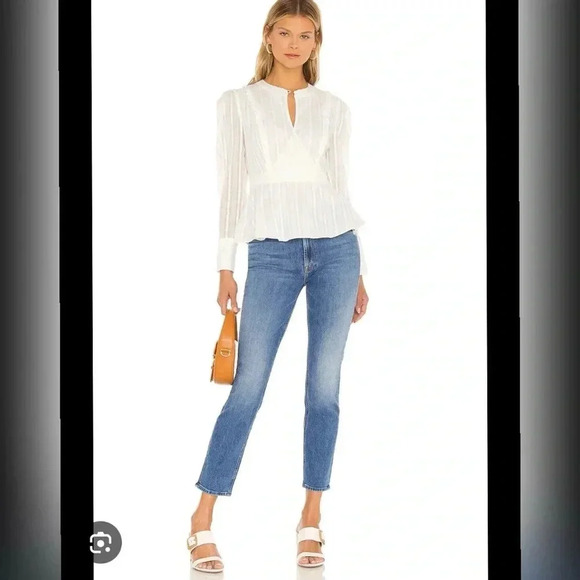 Mother The Mid Rise Dazzler Ankle in Cut & Paste Jeans Size 25 $228 - Picture 2 of 7